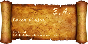 Bakos Alajos névjegykártya